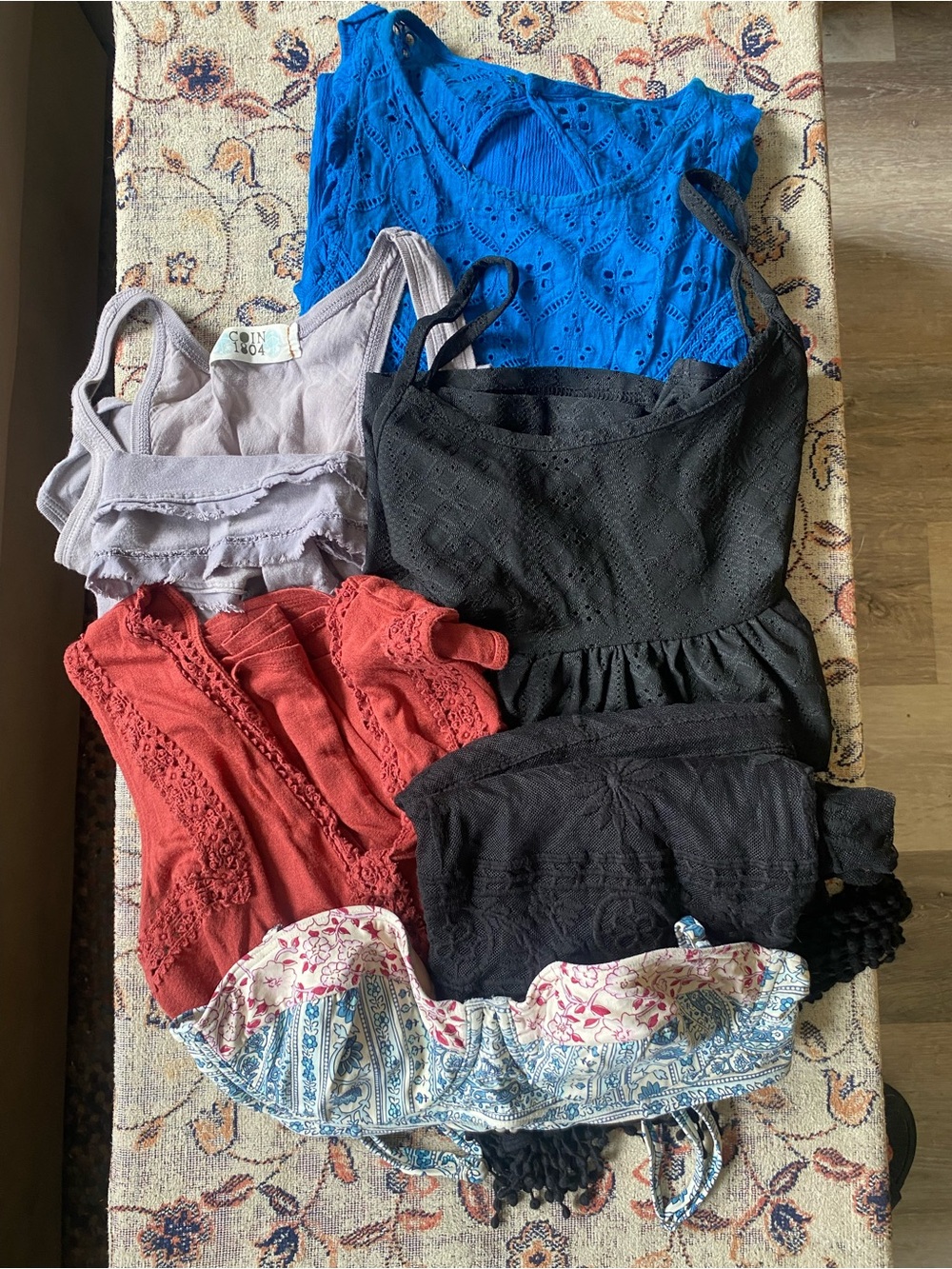 Mixed Women's Tank & Crop Top Bundle - Blue, Black, Rust, Gray, Floral